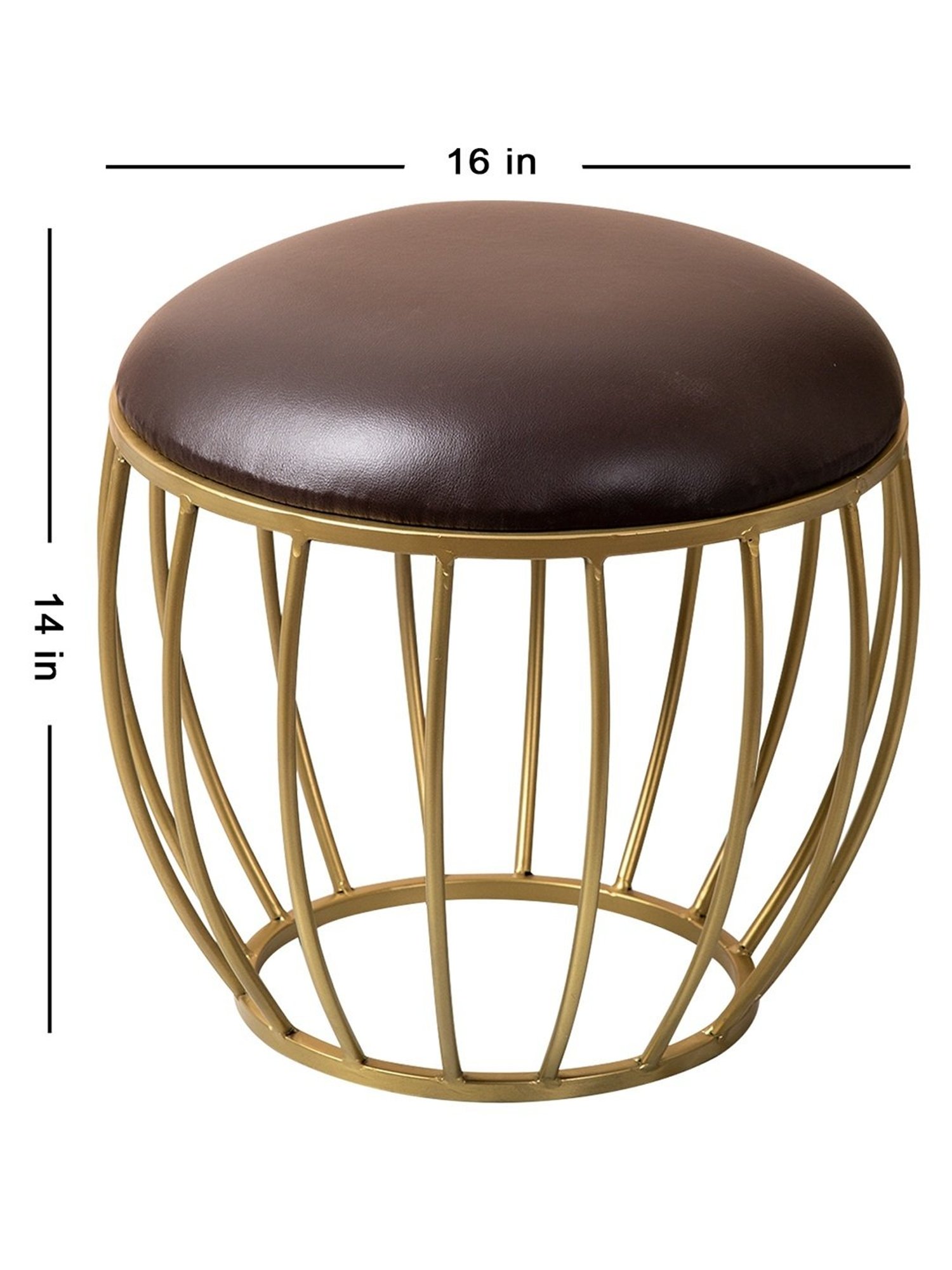 Chumbak French Sahara Solid Mustard Yellow Wood Ottoman