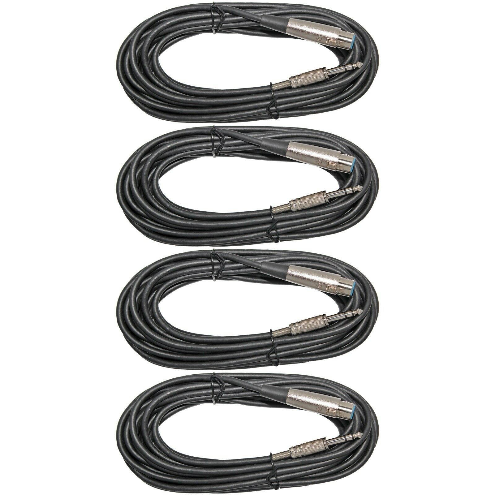 4 Pack lot 25ft XLR 3Pin Female to Stereo 1/4 male Shielded Microphone Mic Cable