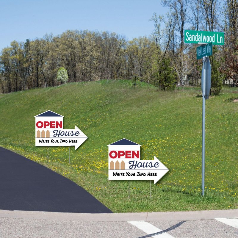 Big Dot of Happiness Open House - Real Estate Yard Sign with Stakes - Double Sided Outdoor Lawn Sign - Set of 3