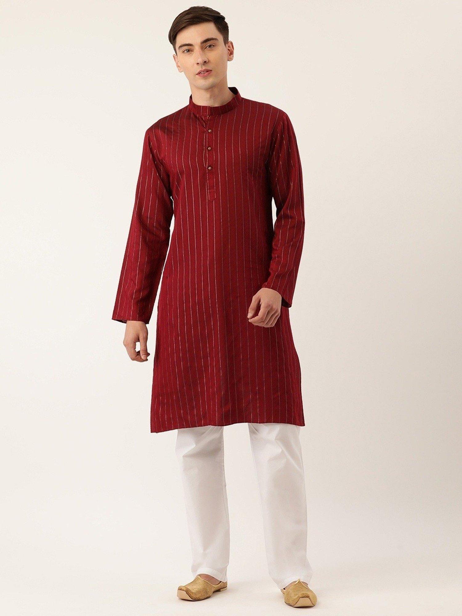 SWAGG INDIA Maroon Regular Fit Self Pattern Kurta