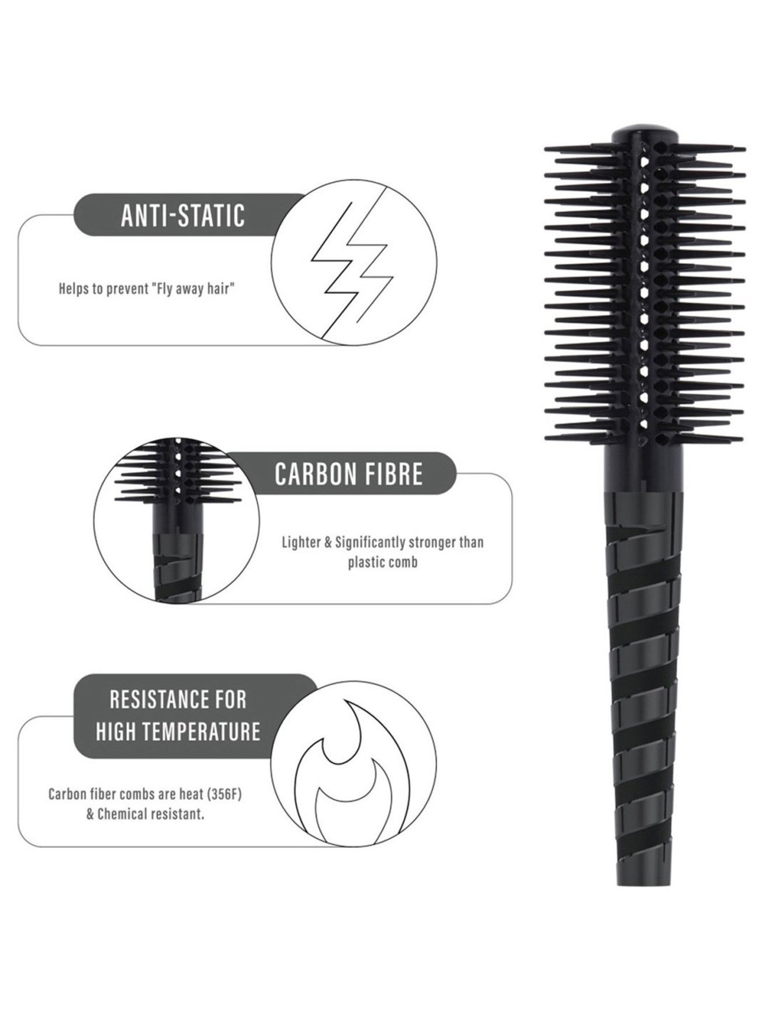 Janeke 1830 Professional Black Color Hair-Brush - 24 cm
