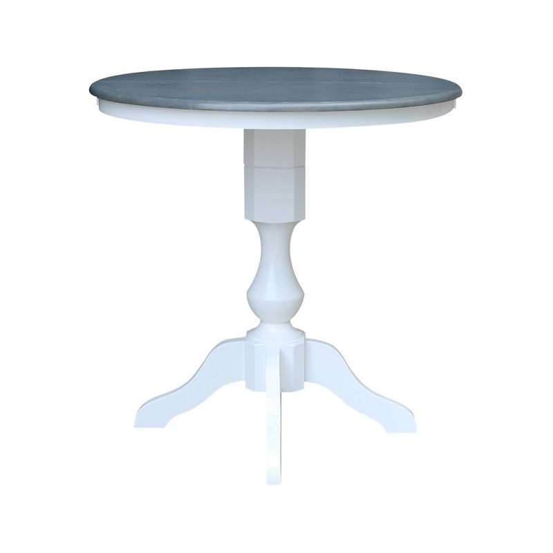 36" Kent Round Top Counter Height 12" Drop Leaf Dining Table White/Heather Gray - International Concepts