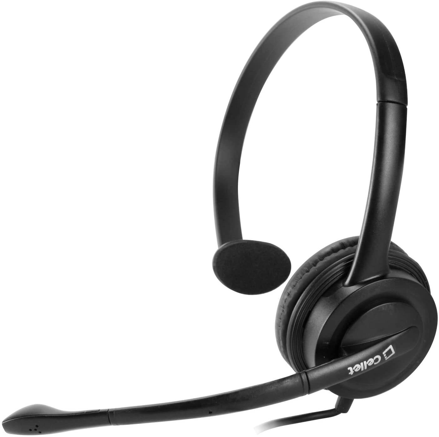 EP35OP Premium Mono 3.5mm Hands-Free Headset with Boom Microphone- 5ft long wire -Universal compatibility including Apple iPhone Samsung PC LG Huawei HTC LG ZTE Blackberry and many more