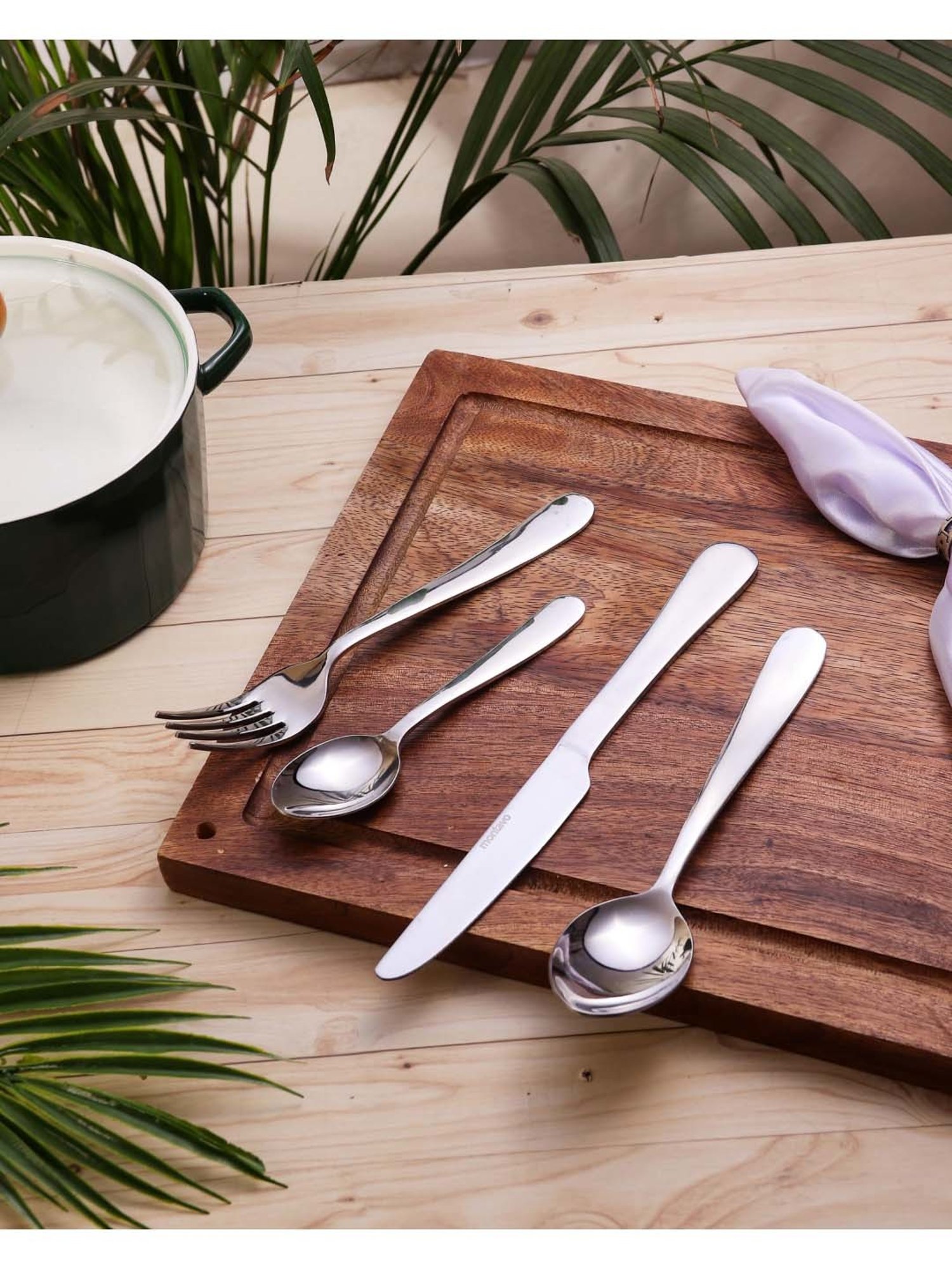 FnS Verona Silver Stainless Steel Cutlery - Set of 24