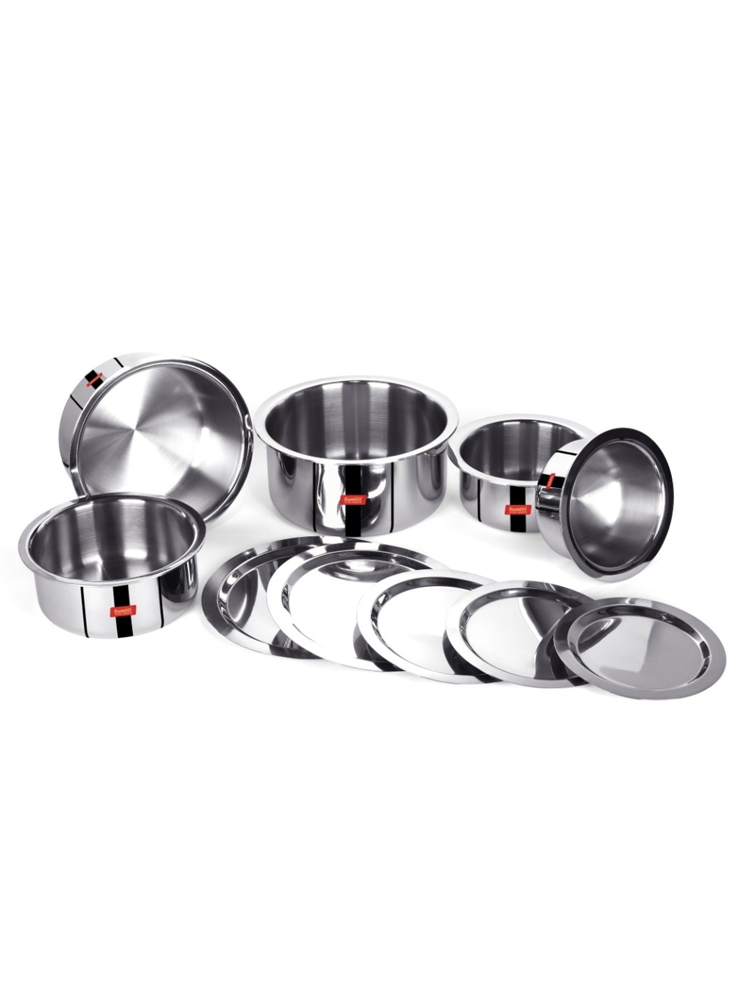 Sumeet Cook Smart TriPly SAS Tope Set of 5Pc with Lid-(1.1L,1.6L,2L,3L,4,)(14cm,16Cm,18Cm,20Cm,22Cm)