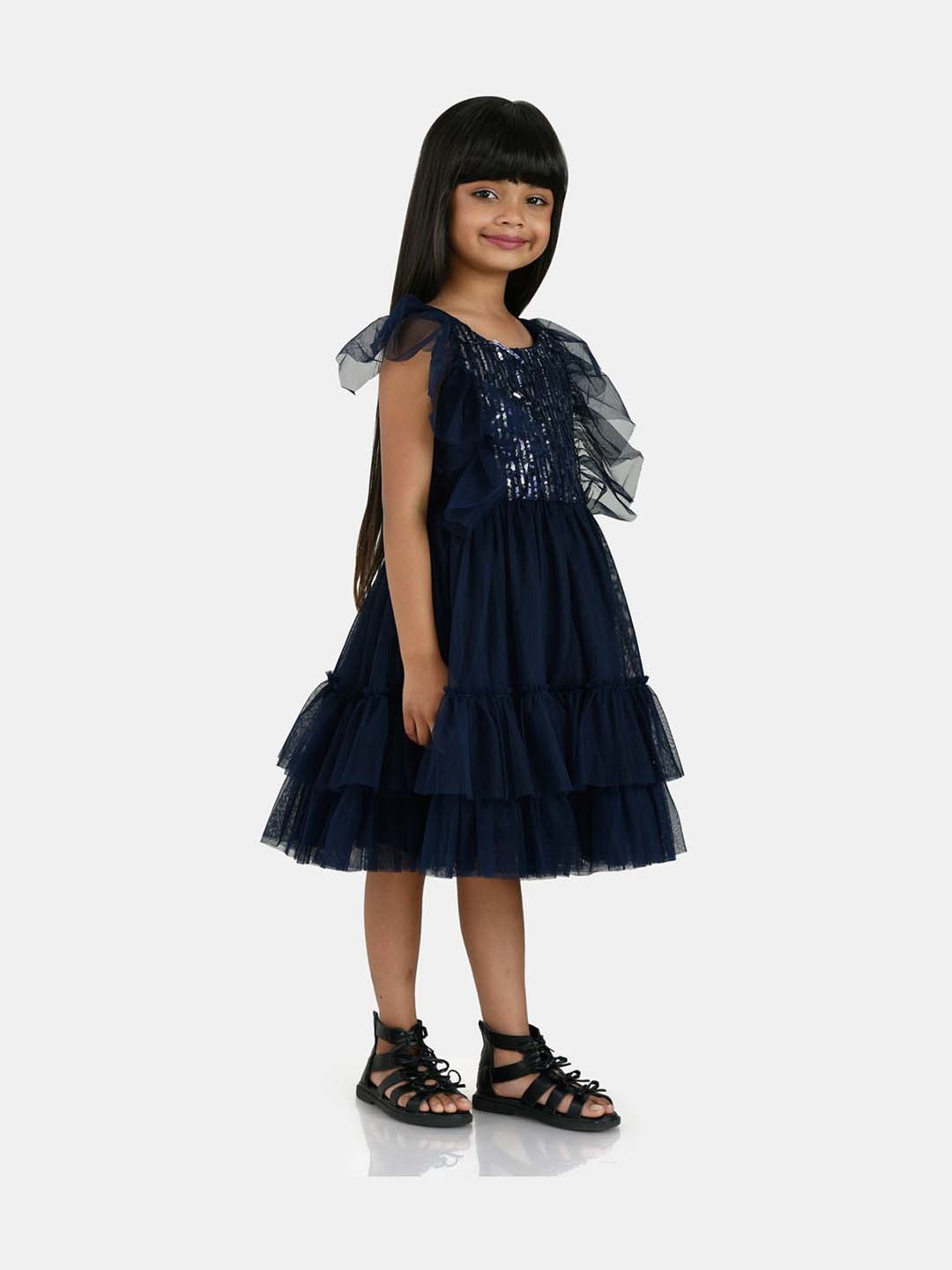Peppermint Kids Navy Sequence Dress