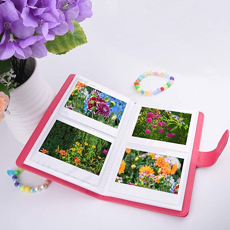 Wallet PU Leather Photo Album Compatible for Fujifilm Instax Wide 300 Camera Polaroid POP POP 20 Originals OneStep 2 OneStep+ Printer Film Pink