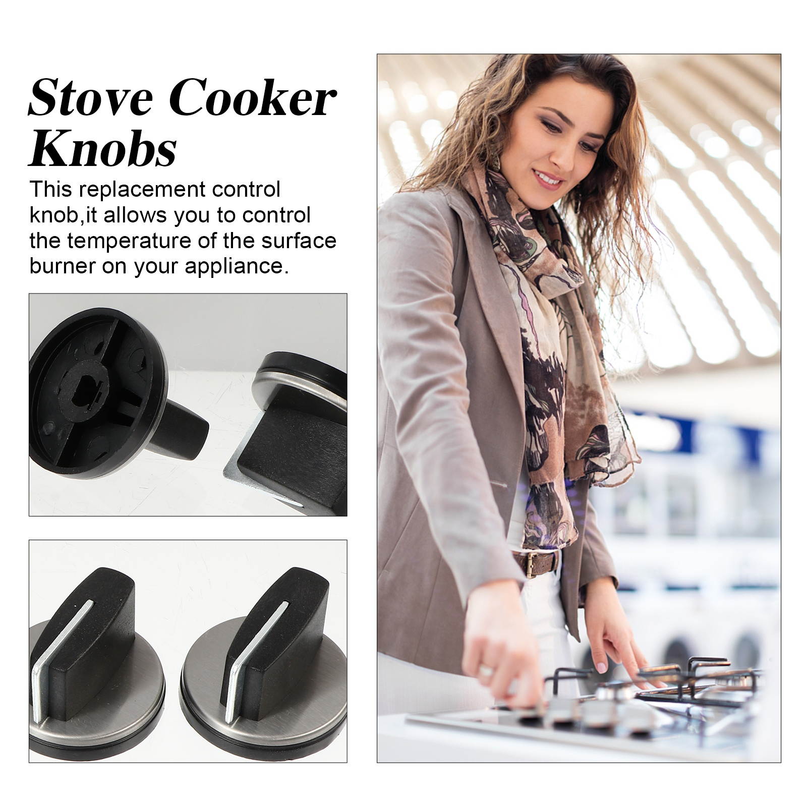 4Pcs Gas Stove Switch Knob Rotary Switch Knob Right Angle 0&deg; Burner Control Knob