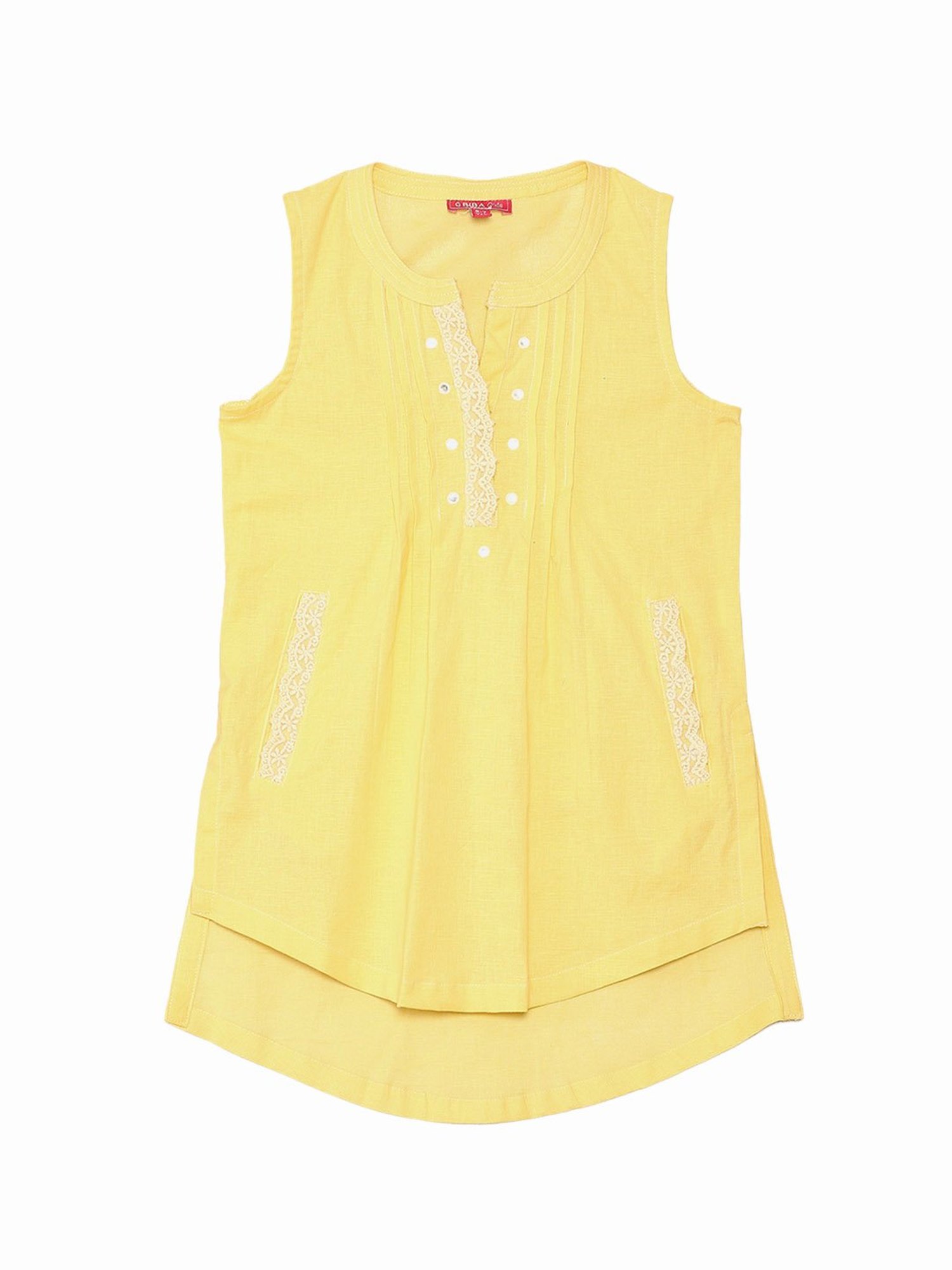 BIBA Girls Yellow Printed Top