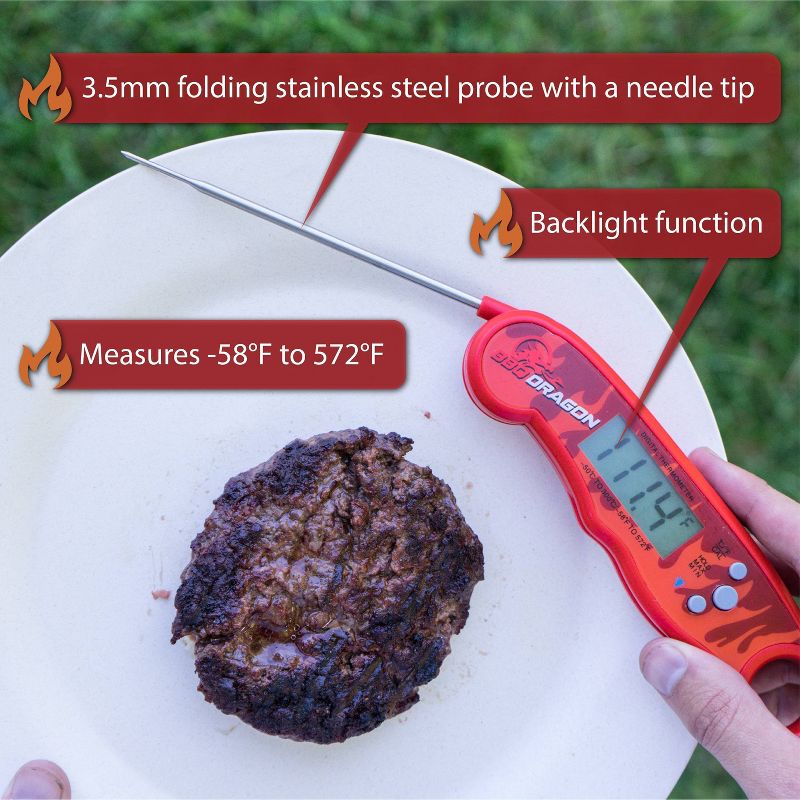 Instant Read H2O Proof Grill Thermometer Red - BBQ Dragon