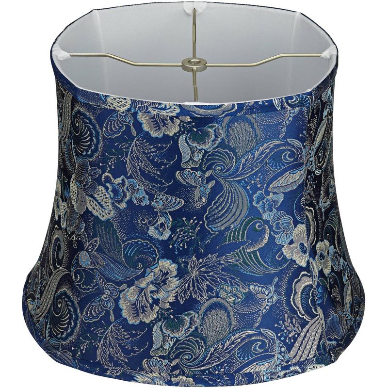 Springcrest Grisborne Blue Racetrack Medium Oval Lamp Shade 10" Top x 14" Bottom x 11" High (Spider) Replacement with Harp and Finial