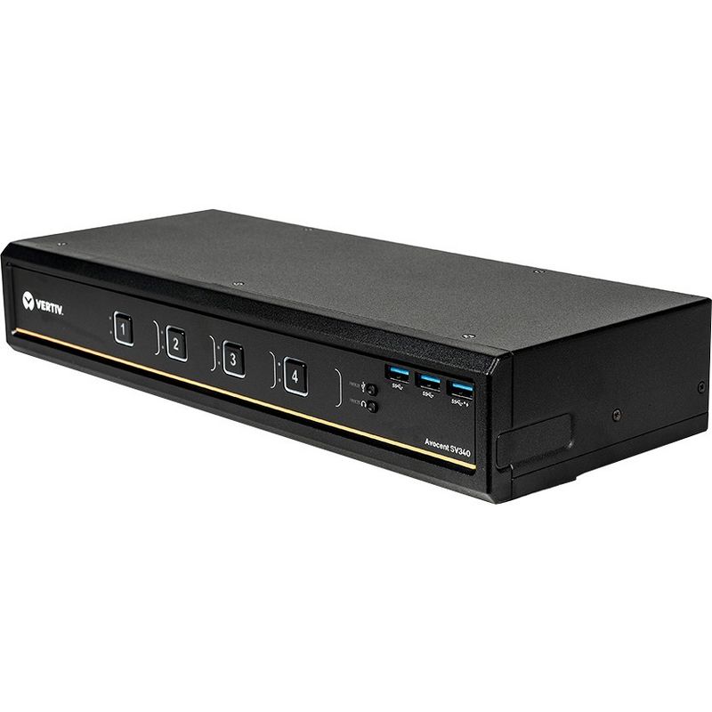 Vertiv Avocent 4-Port Dual-Head DVI-I 4K Ultra HD KVM Switch - 4 Computer(s) - 1 Local User(s) - 3840 x 2160 - 13 x USB - 10 x DVI - Desktop