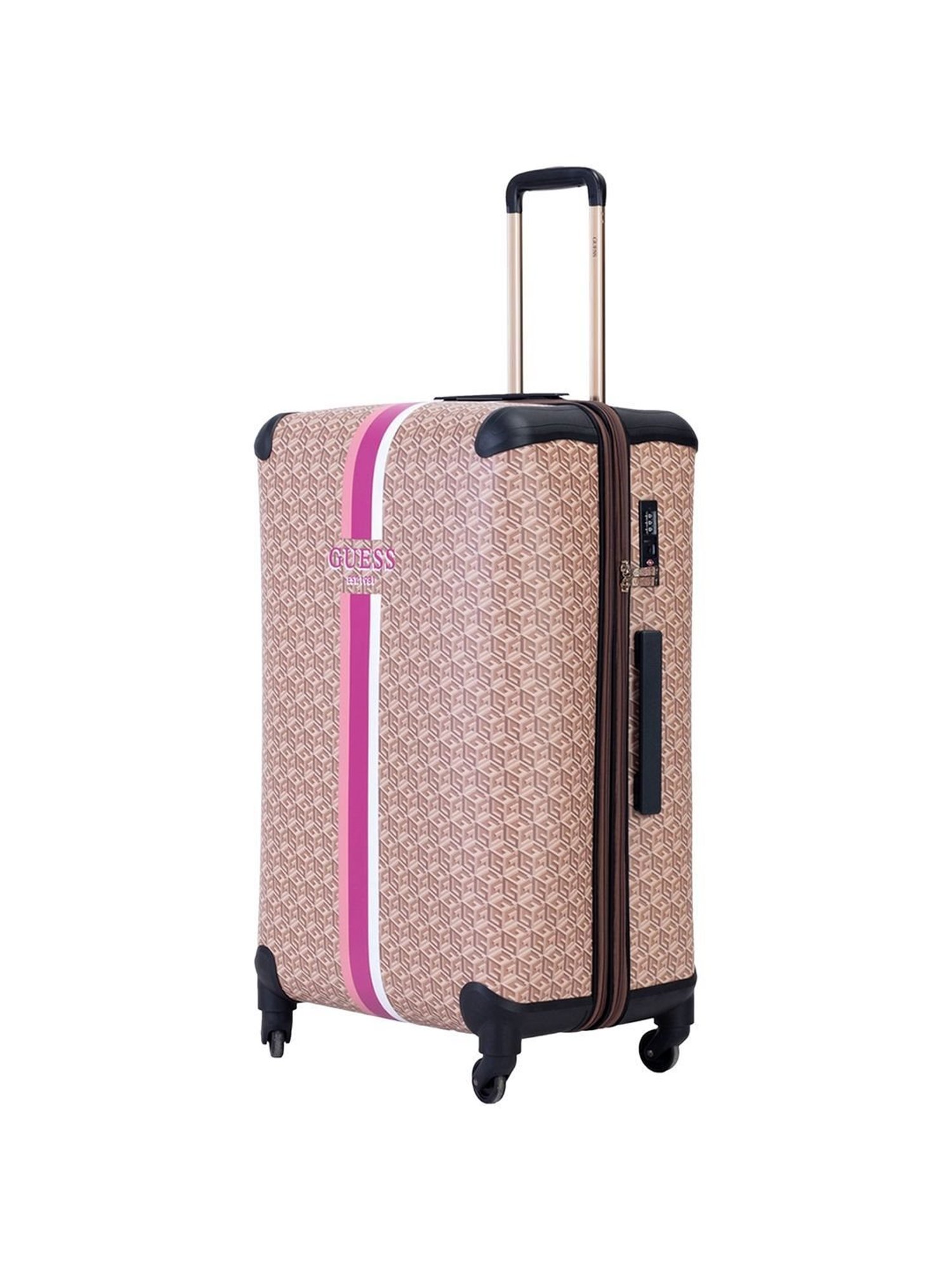 GUESS Beige 4 wheels Free Size HardCabin Trolley Bag