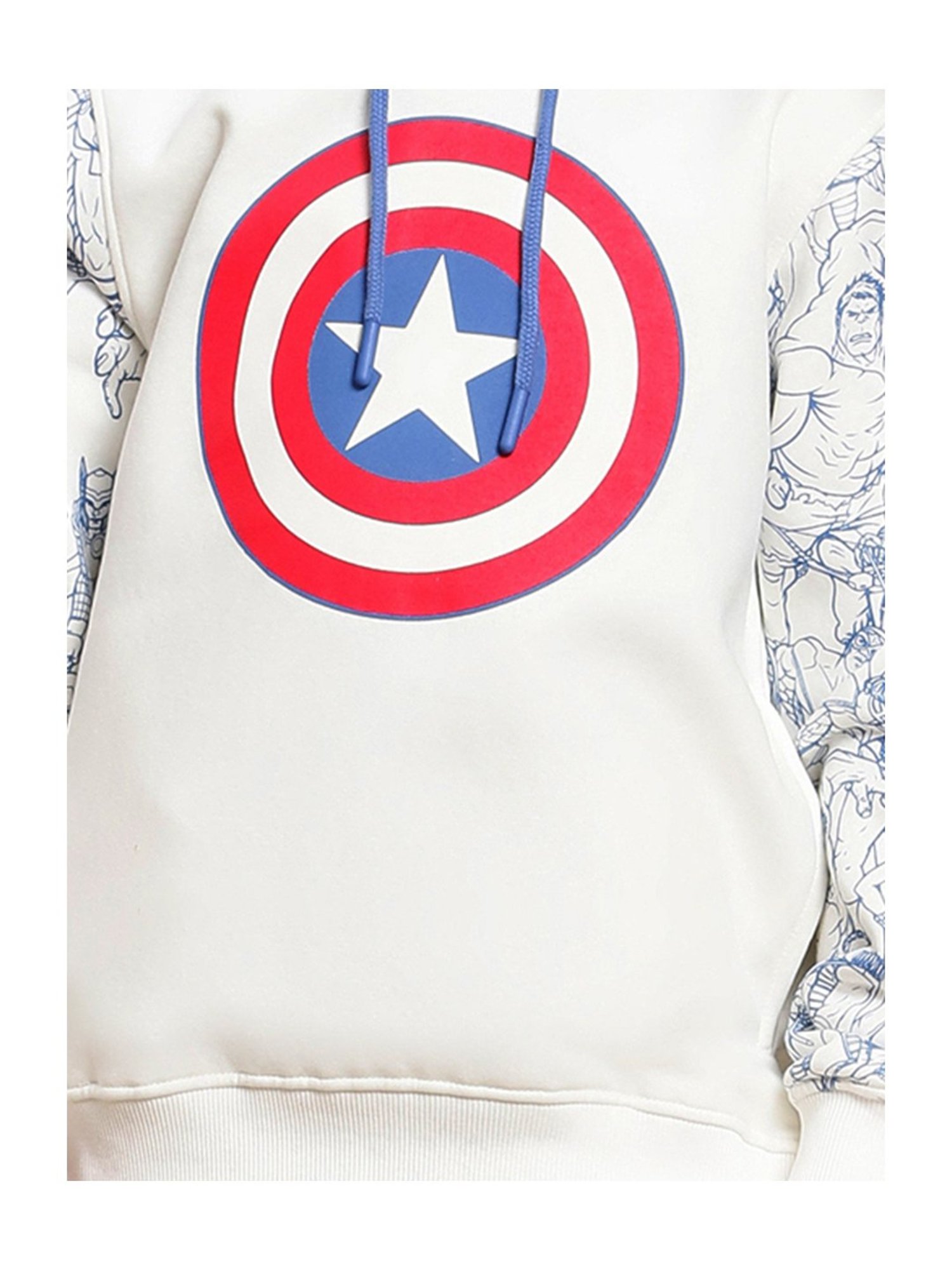 Kidsville Captain America Printed Off White Hoodie For Boys