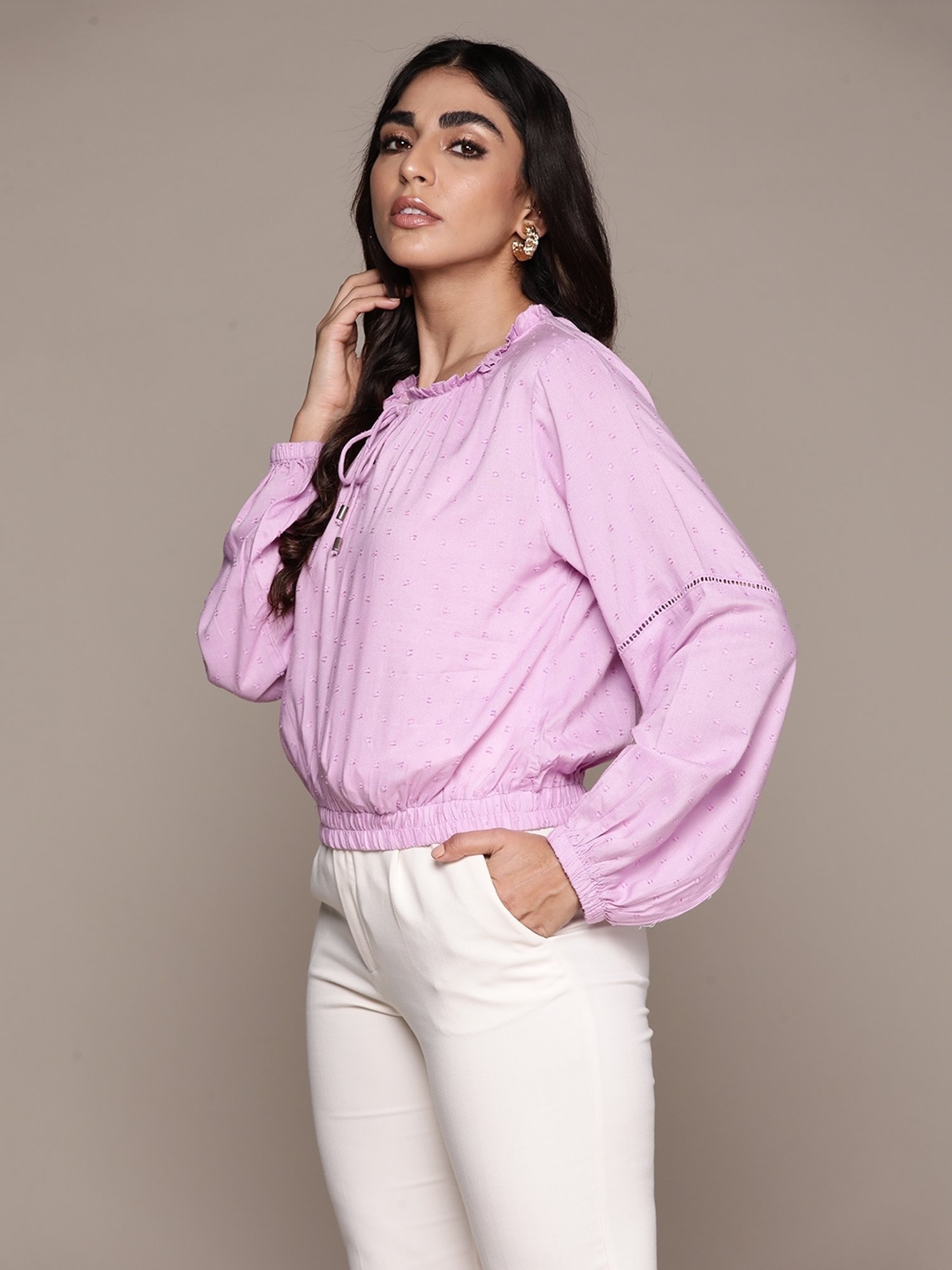 Label Ritu Kumar Lavender Solid Top