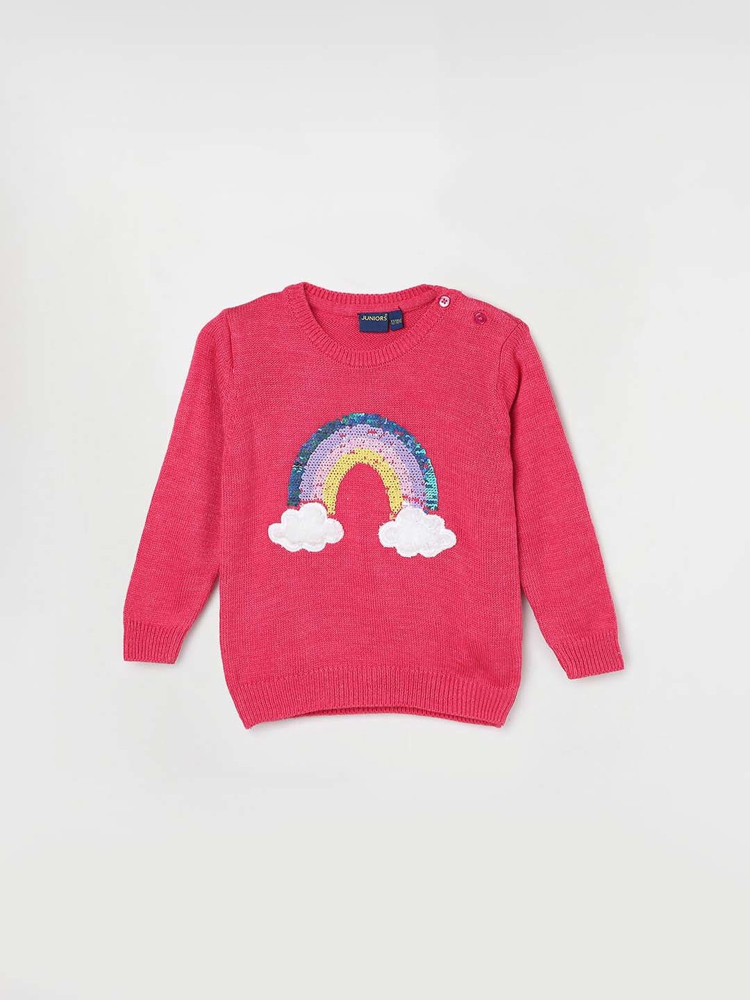 Juniors by Lifestyle Fuchsia Pink Embellished Full Sleeves Sweater