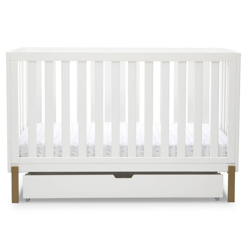 Delta Children Hendrix 4-in-1 Convertible Crib Under Crib Roll-Out Storage - White