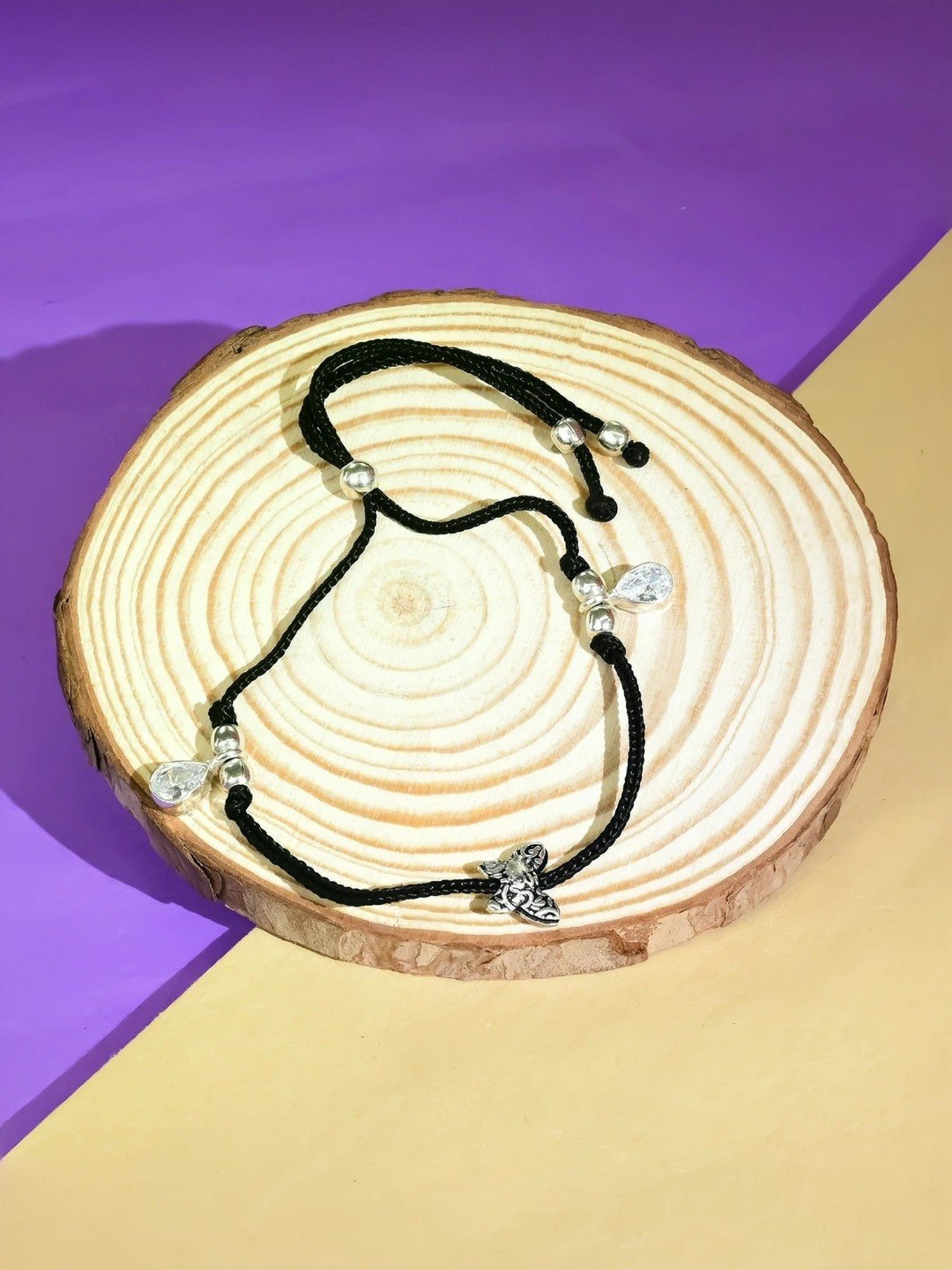 Touch925 Oxidized Butterfly Silver Thread Anklet for Women