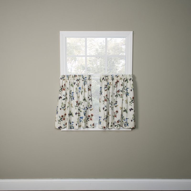 Ellis Curtain Audrey Design Printed Room Darkening 2-Piece Window Rod Pocket Pair - 68 x 36, Multicolored