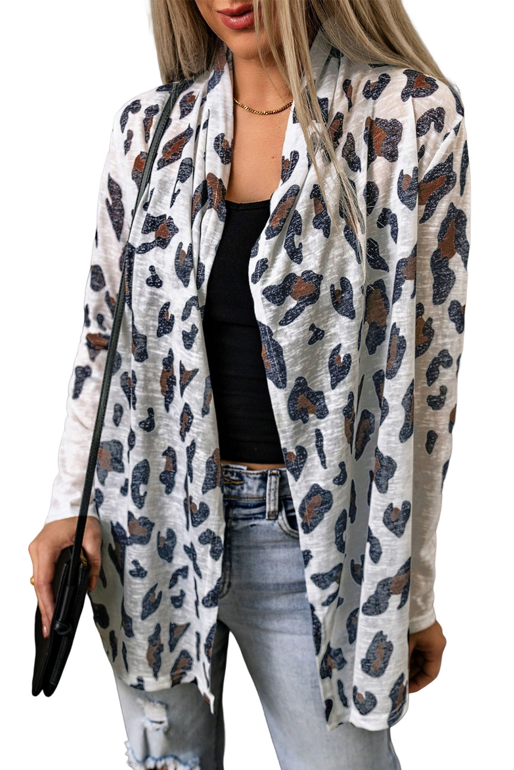 Beige Buttons Front Lightweight Fall Long Cover Up