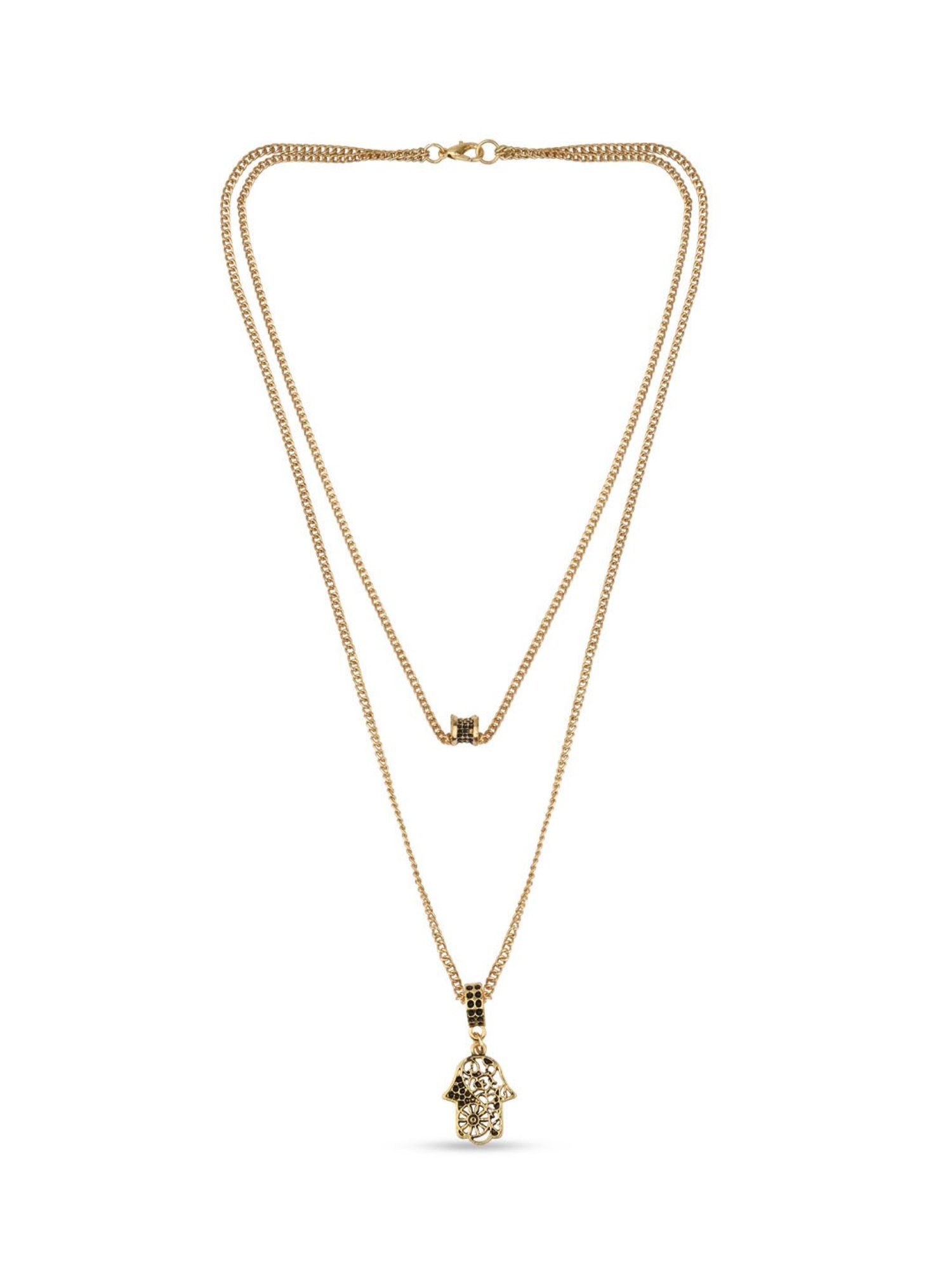 The Bro Code Gold-Plated Double Layer Hamsa Necklace For Men