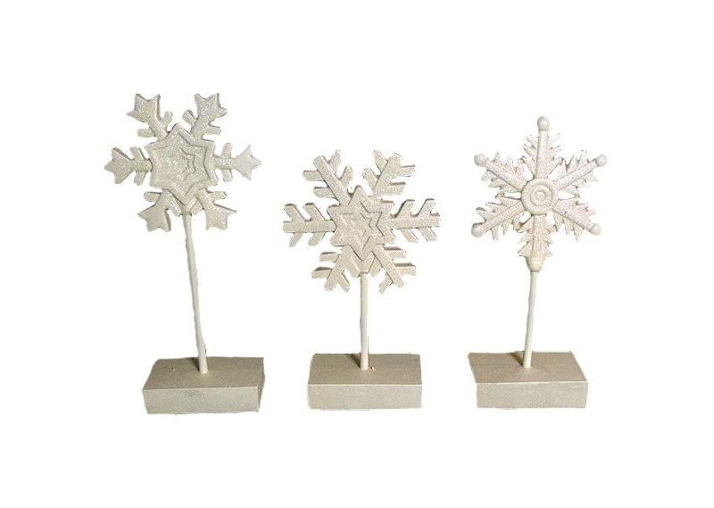 Diva At Home Set of 3 Clear Glitter Pedestal Snowflake Christmas Decorations 15"