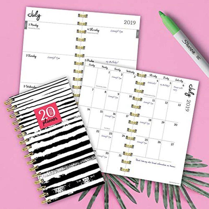 July 2019 - June 2020 Painted Stripes Small Daily Weekly Monthly Planner