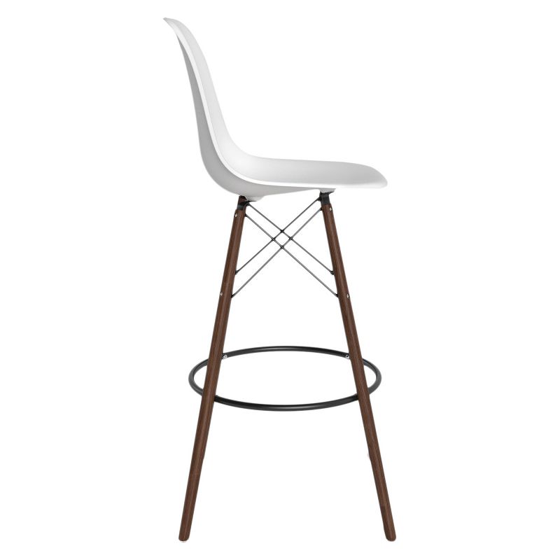 Set of 2 Paris Mid Century Modern Classic Barstools White /Walnut - Aeon