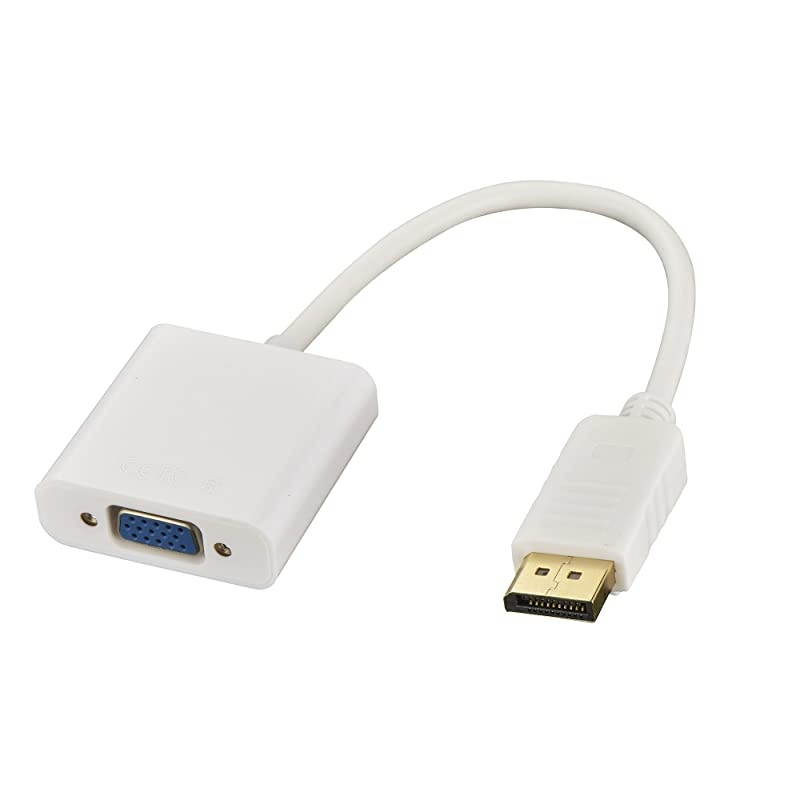 DP to VGA Supports 1080P DisplayPort to VGA DP VGA Cable (White)
