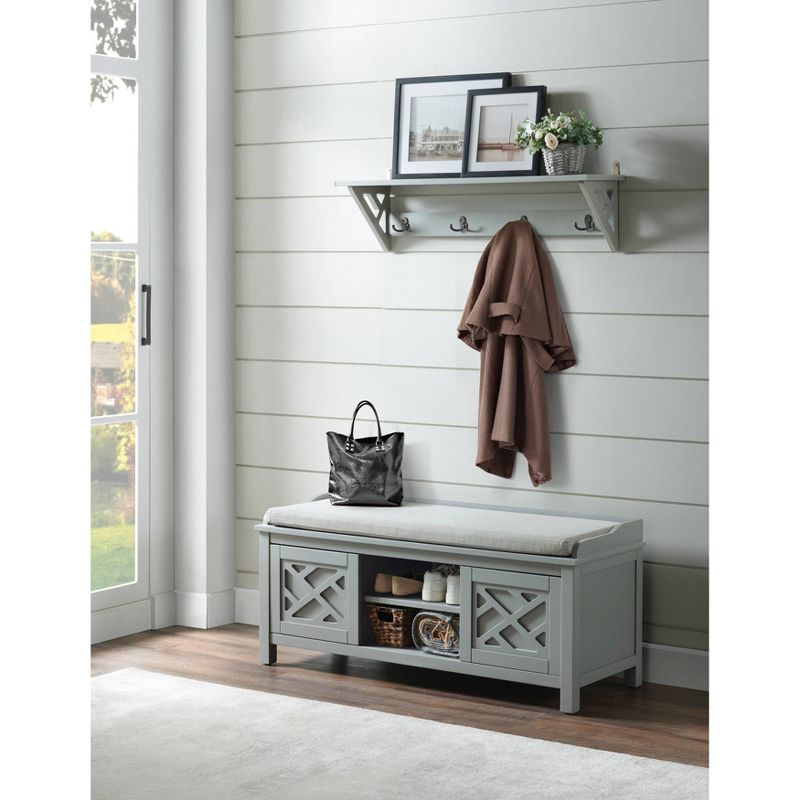 45" Middlebury Wood Storage Bench with Cushion Gray - Alaterre Furniture
