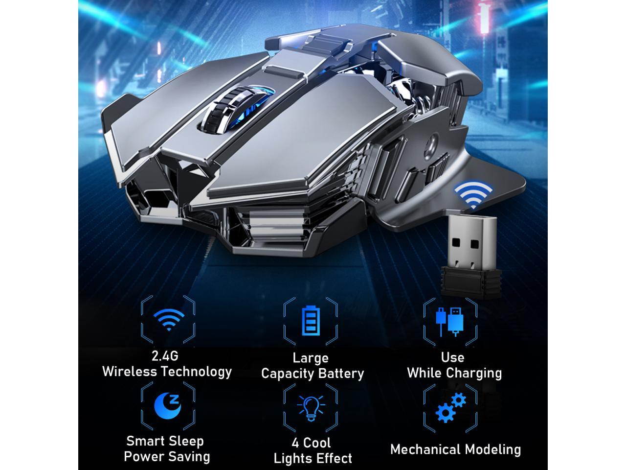 AULA SC300 2.4G Wireless Rechargeable Mouse 4-Color RGB Gaming Mouse Auto-sensing Smart Sleep Ergonomic