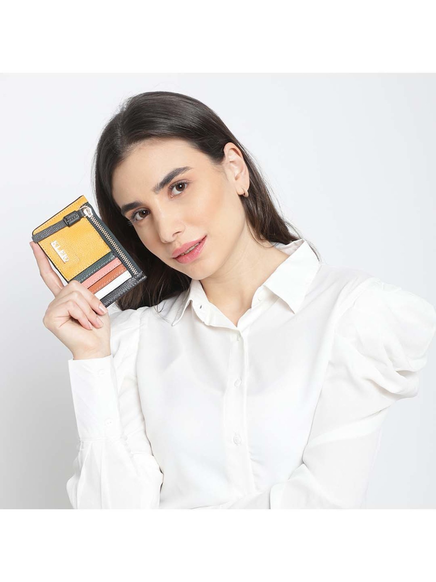 KLEIO Mustard Solid Card Holder