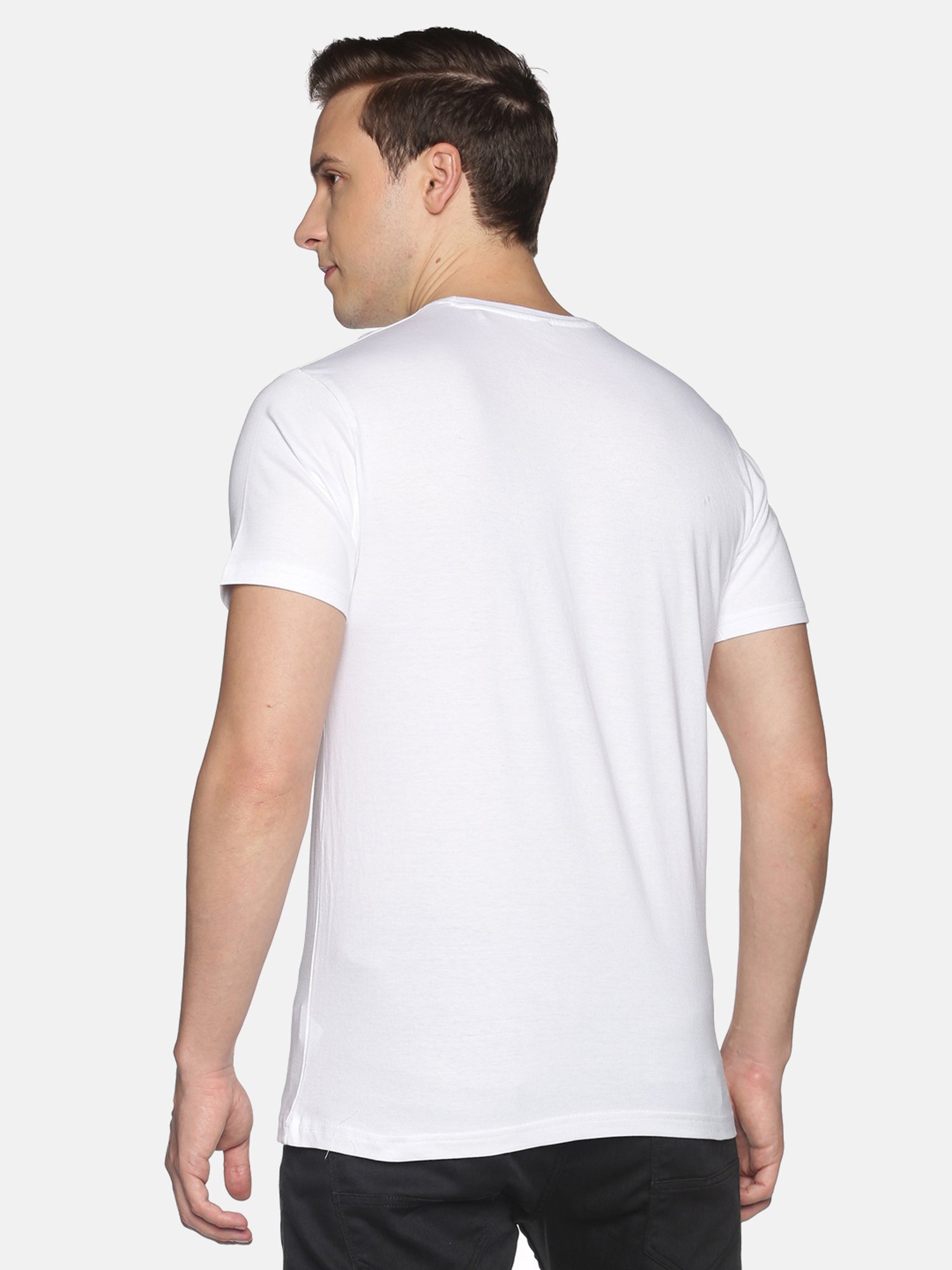 BLACK RADIO White Slim Fit Printed Cotton Crew T-Shirt