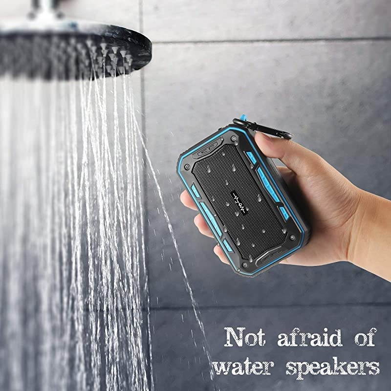 Outdoor Wireless Bluetooth 4.2 Speaker Rechargable 2200mAh Waterproof Dustproof Shockproof 10W Enhanced Bass with TWS Pairing Function for Beach, Shower & Home