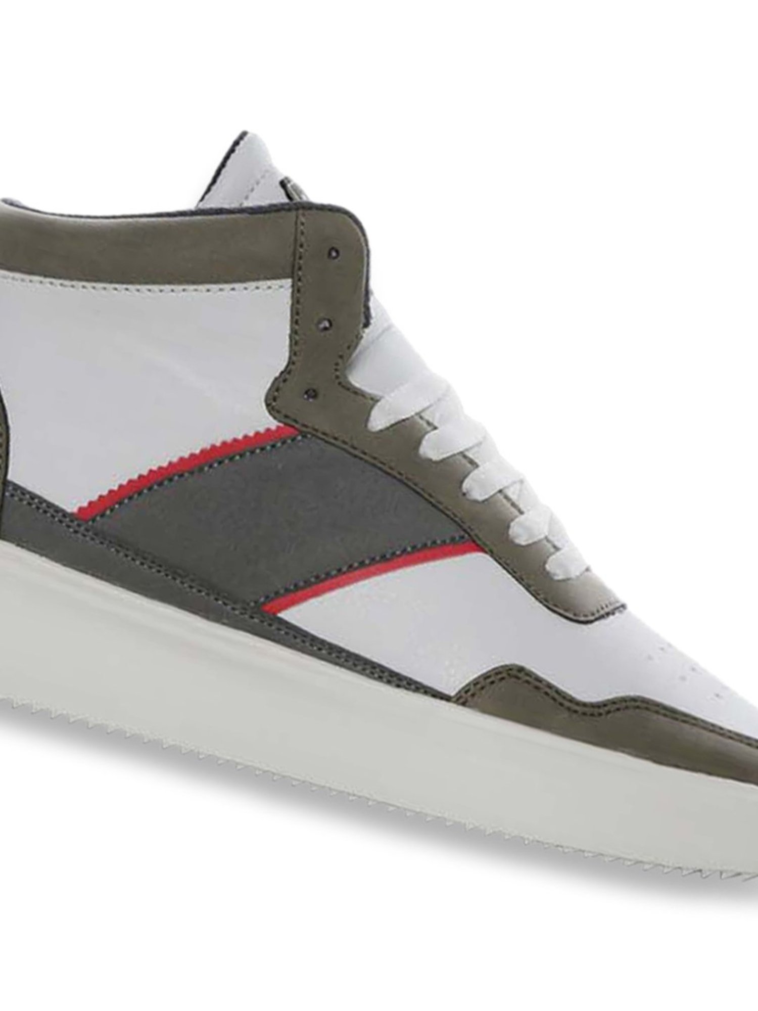 Yoho Men's White & Olive Ankle High Sneakers