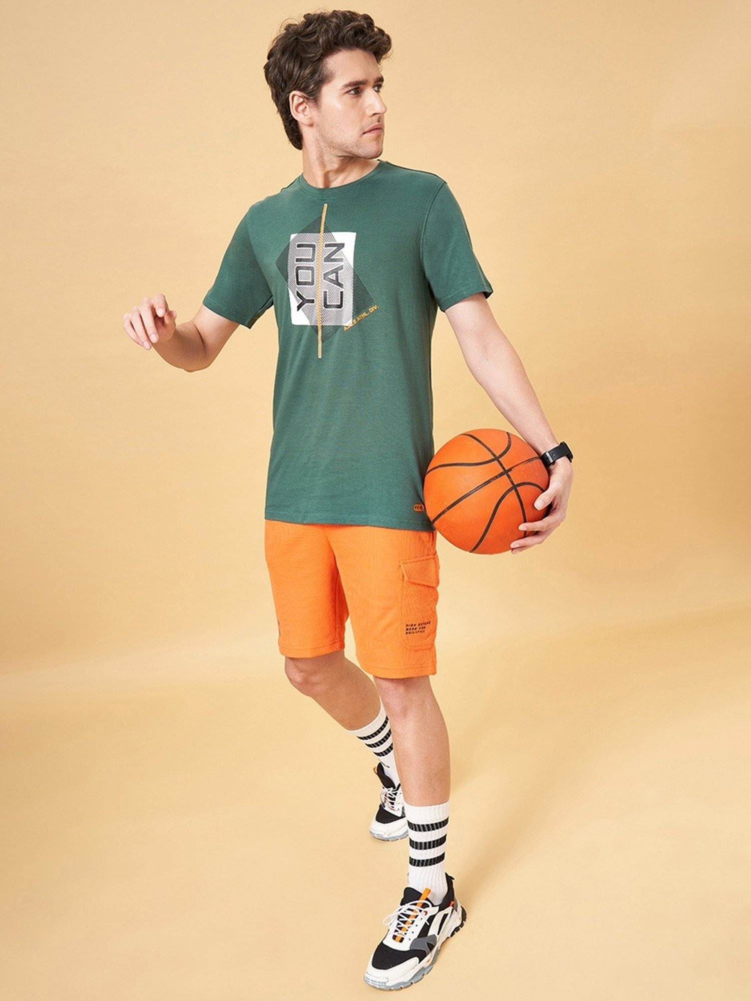 Ajile by Pantaloons Sage Cotton Slim Fit Printed T-Shirt