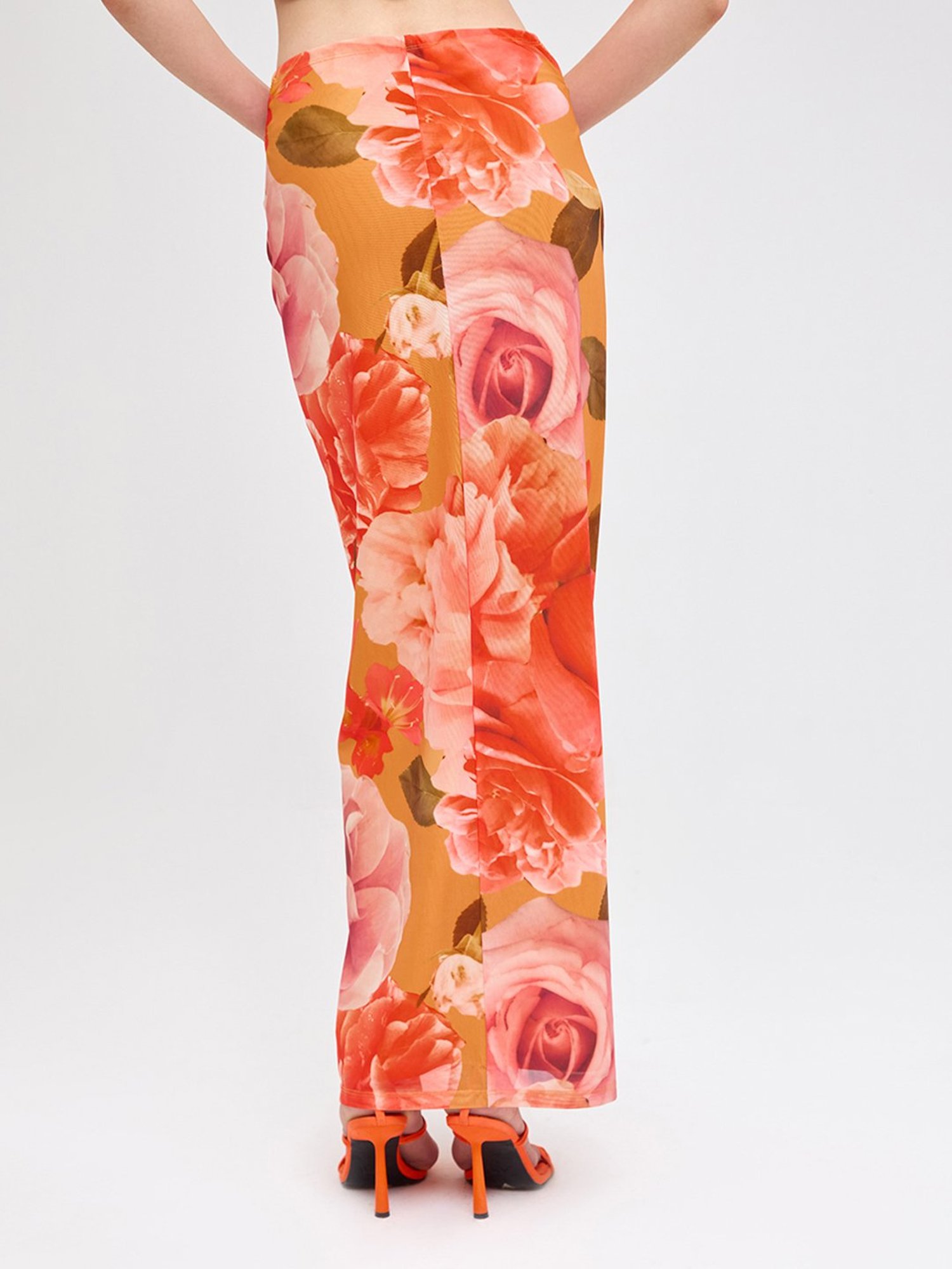 Cover Story Orange Floral Print Skirt