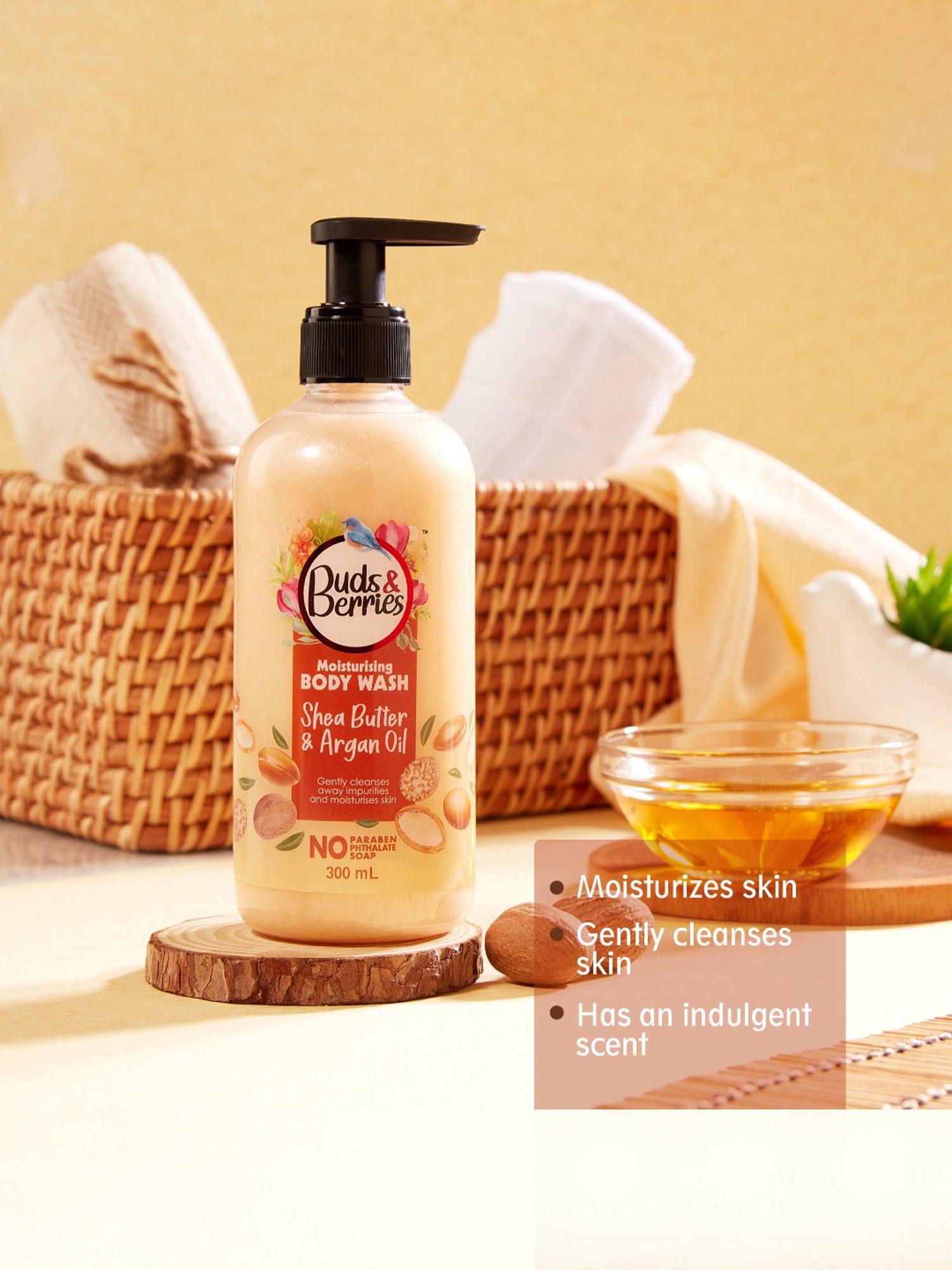 Buds & Berries Shea Butter & Argan Oil Moisturising Body Wash - 300 ml