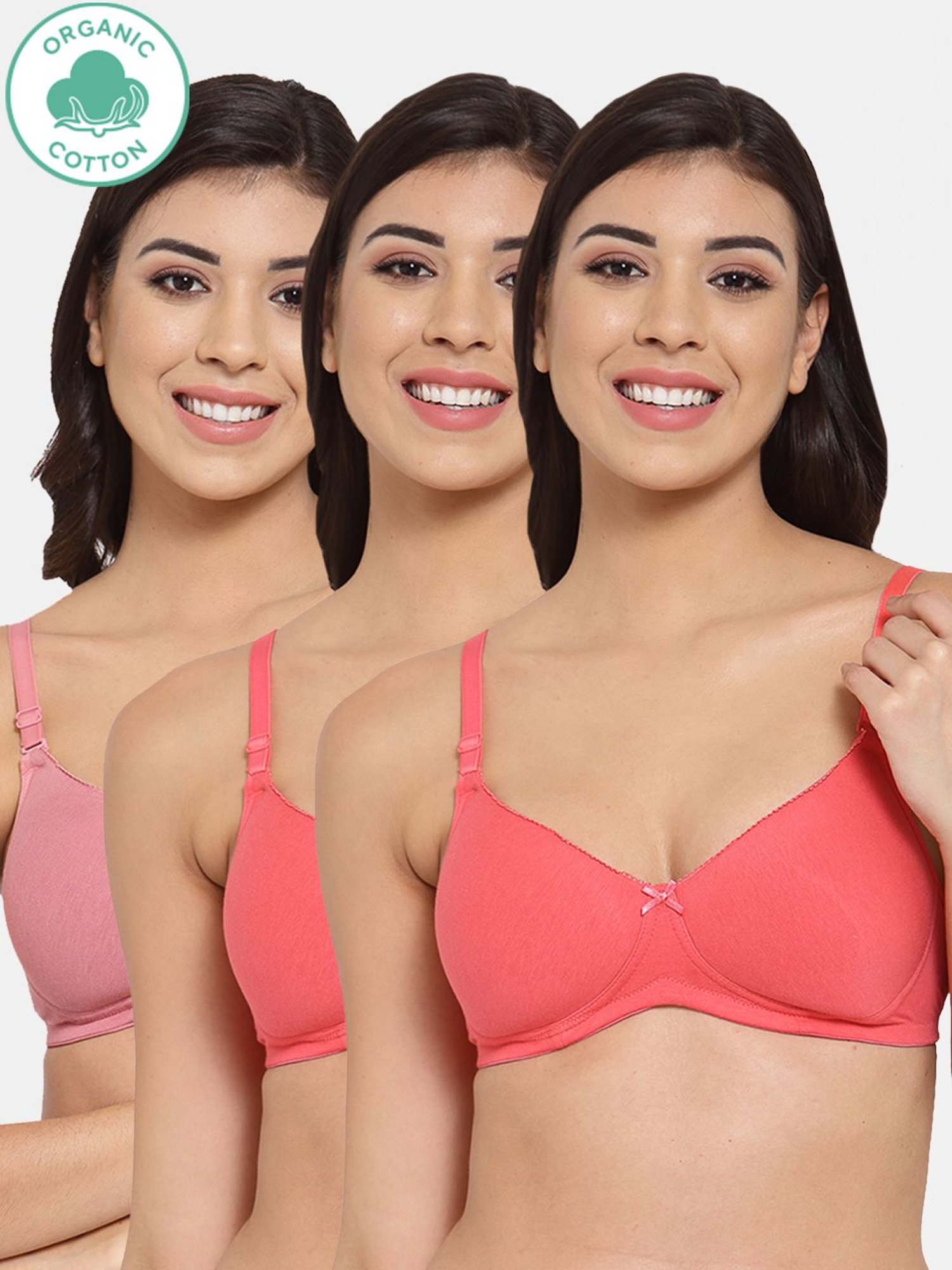 Inner Sense Multicolor Non Wired Padded T-shirt Bra (Pack Of 3)
