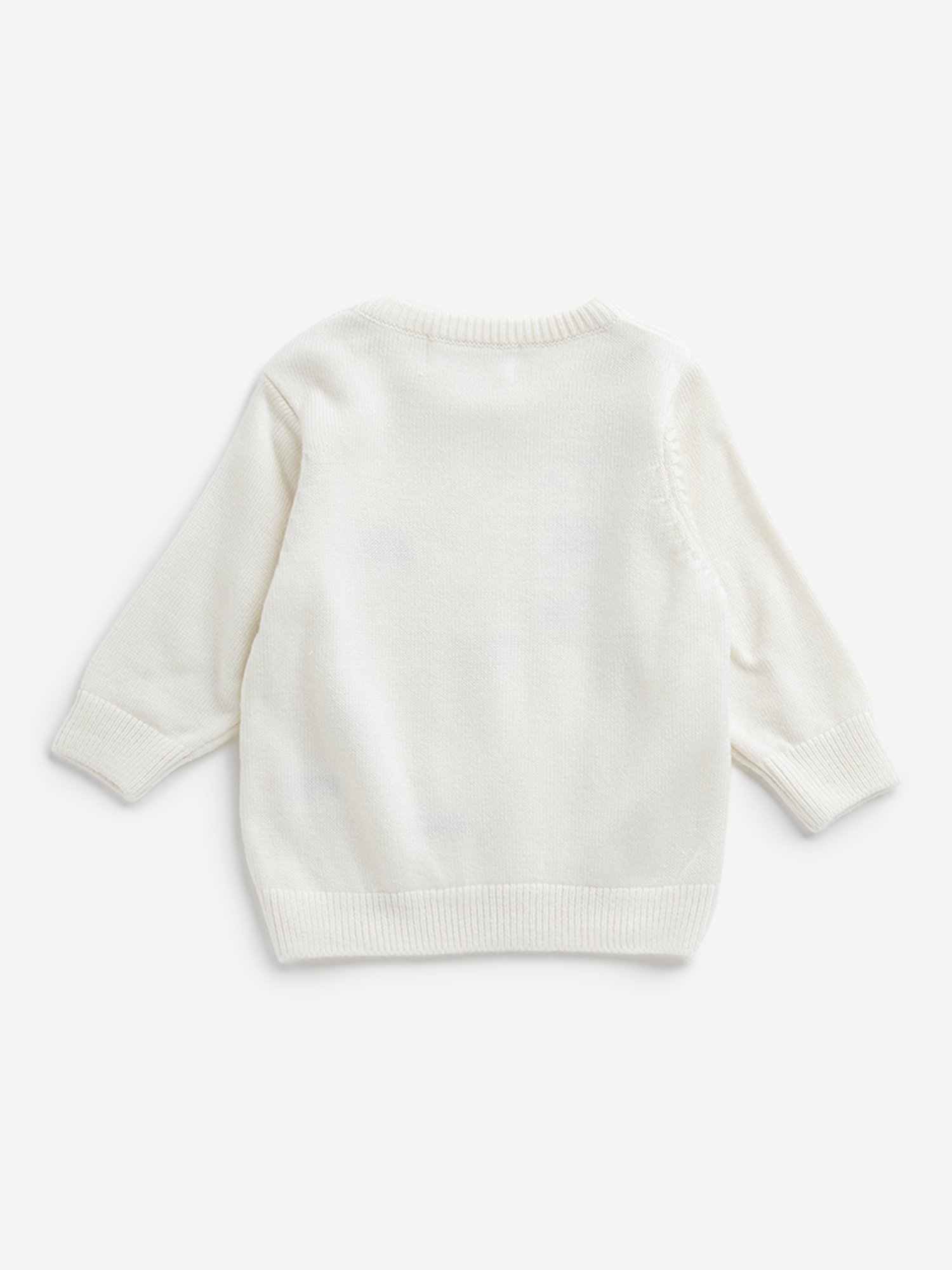 HOP Baby by Westside Off-White Embroidered Knitted Sweater