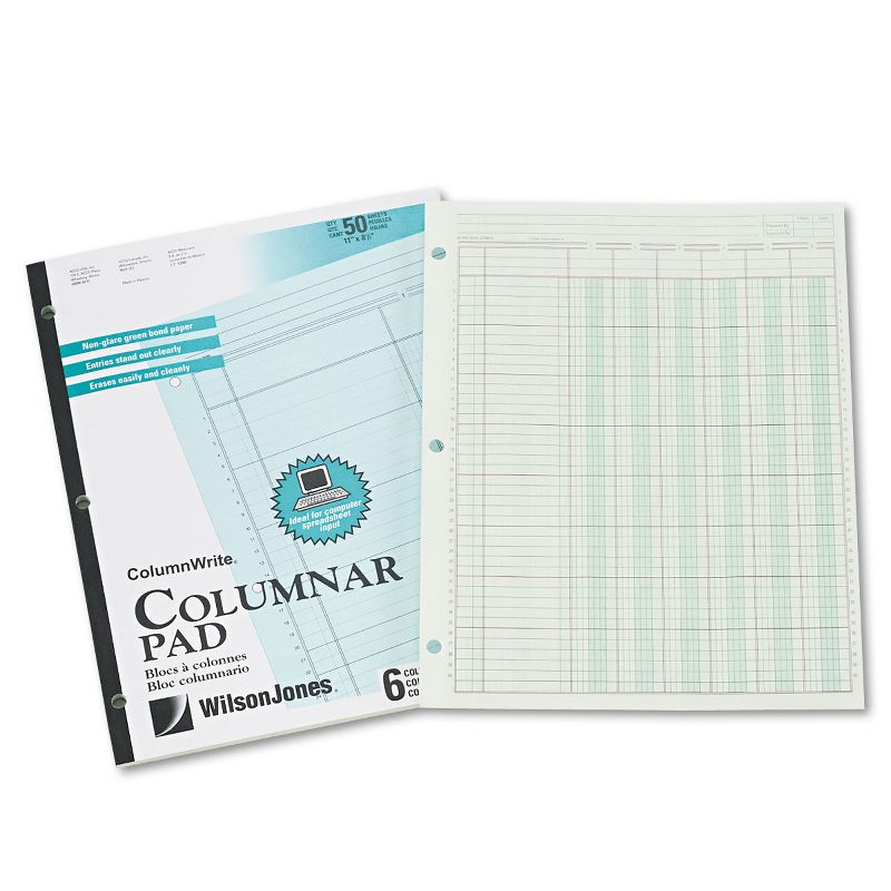 Wilson Jones Accounting Pad Six-Unit Columns 8-1/2 x 11 50-Sheet Pad G7206A