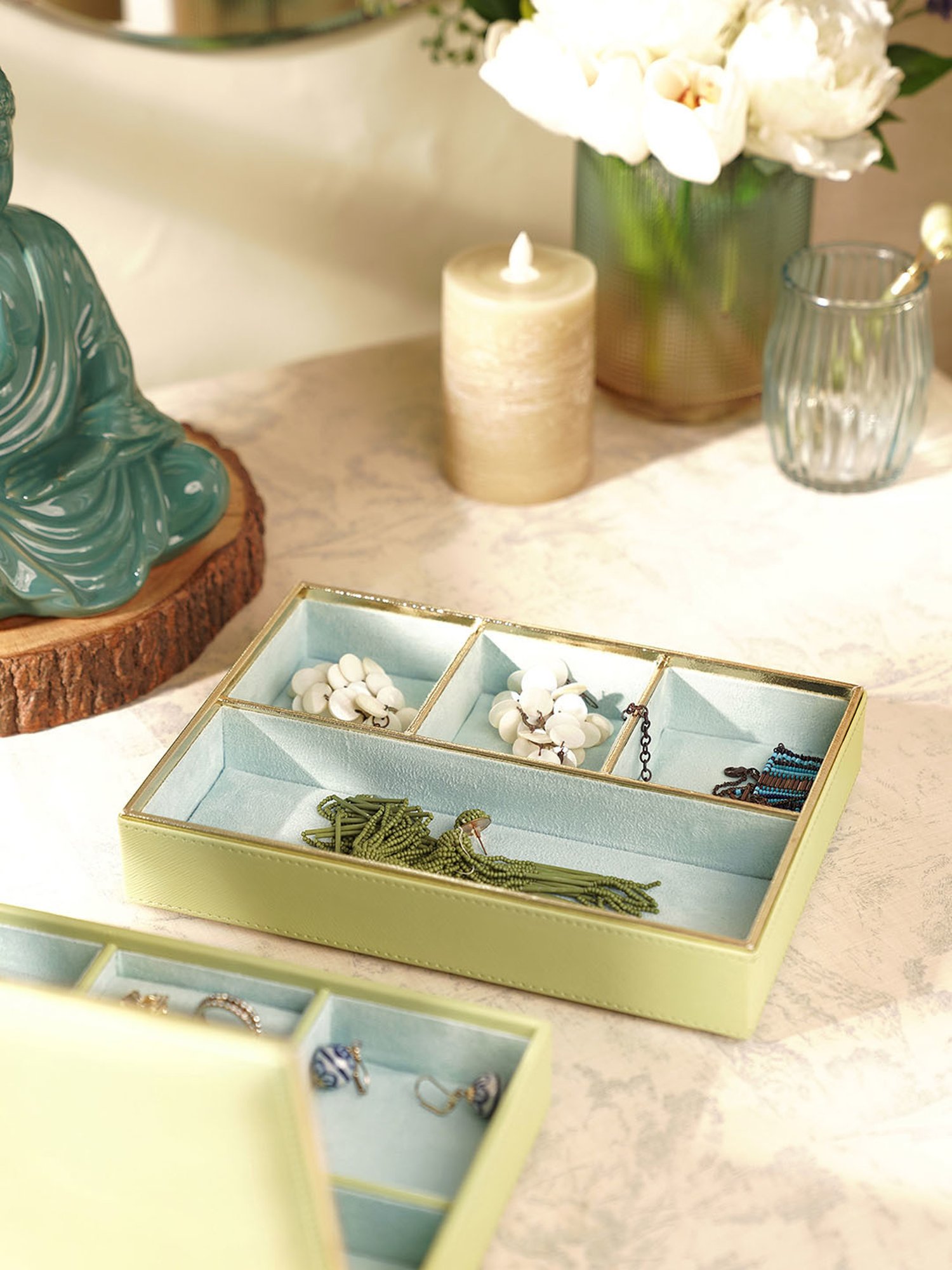 Pure Home and Living Green Faux Leather Organisers