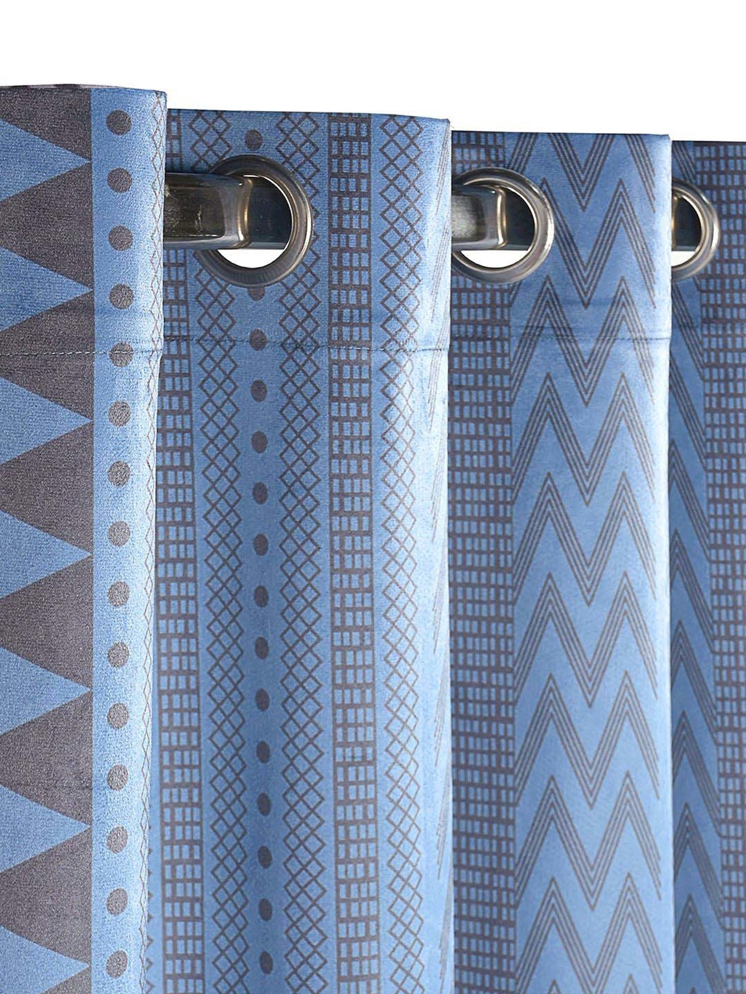 Saral Home Easy Living Blue Polyester 224 GSM Aveda Velvet Boho Curtain - Set of 2