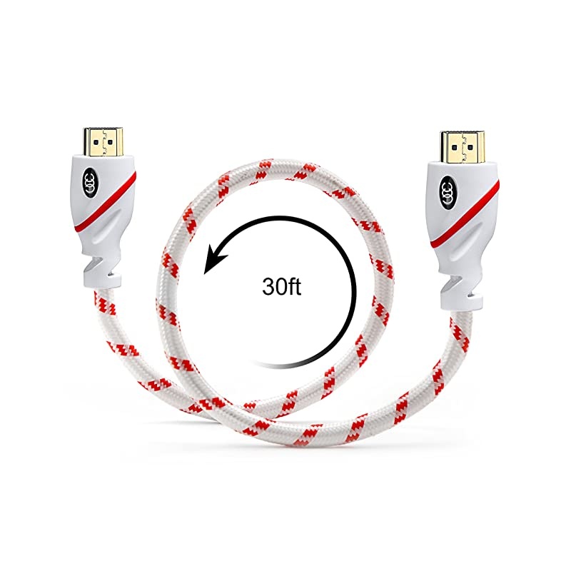 Cable 30 ft - 4K Resolution UHD 2.0b Ready - Supports Ethernet Ultra HDR Video HD Bandwidth 18Gbps - Audio Return Channel - 30 Feet (9.1 Meters) High Speed Cable