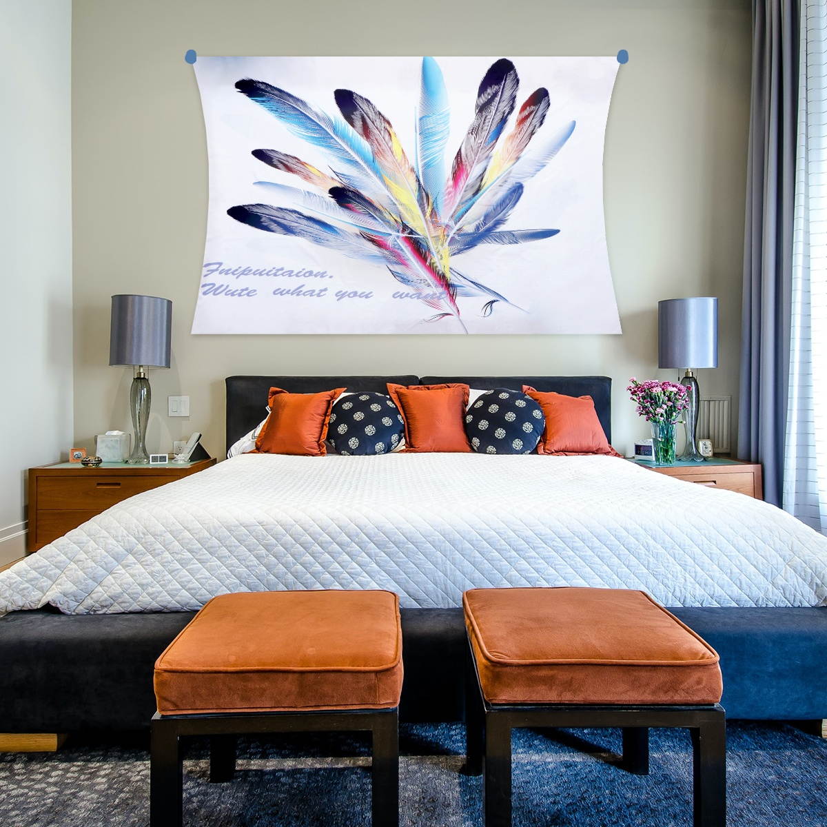 1PC Northern Europe Style Tapestry Bedroom Wall Cloth Decor Green Plants Tapestry Cloth Fashion Mural Beach Towel Multi-purpose Bath Towel for Home Hotel Decor (Good Time Style)