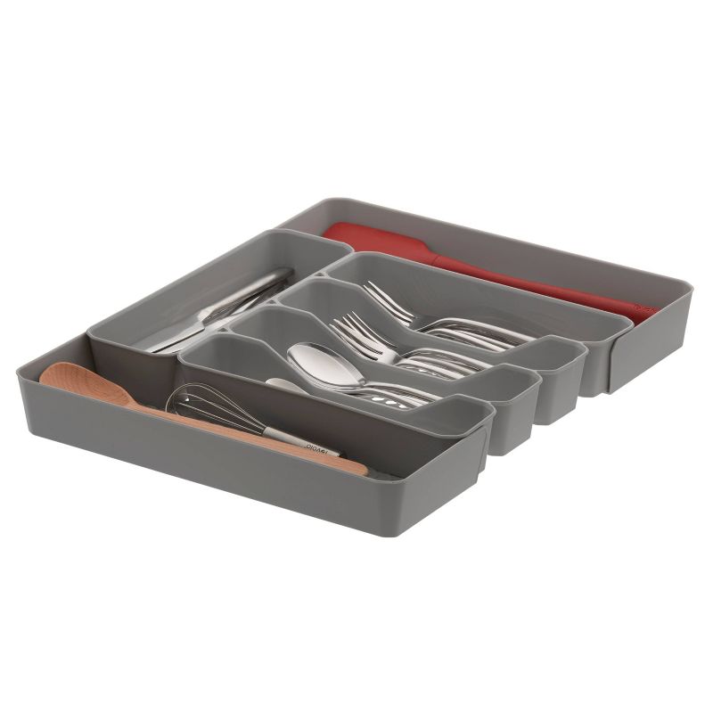 10"x13" Hexa 5-Divider Expandable Silverware Tray (Expands up to 16.75") Gray - Spectrum Diversified