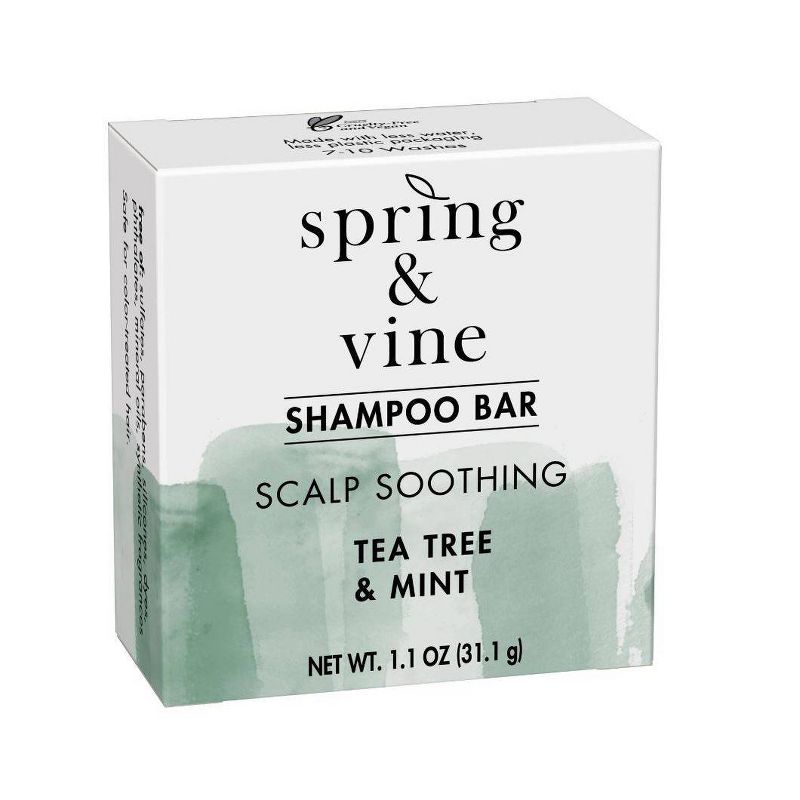 Spring & Vine Mini Scalp Soothing Tea Tree & Mint Shampoo Bar - 1.1oz