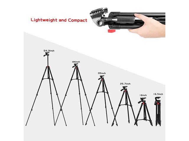 Portable Phone Tripod 44" Adjustable Travel Video Tripod Stand with Phone Mount Holder Compatible with Cell Phone Tripod, Action Camera Tripod, DSLR Tripod with Wireless Remote Shutter, PH13