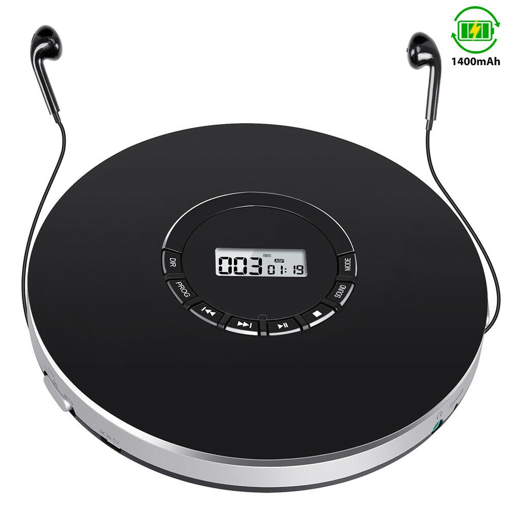 Rechargeable 12 Hours Battery Walkman Portable CD Player Anti-skip w/Headphone