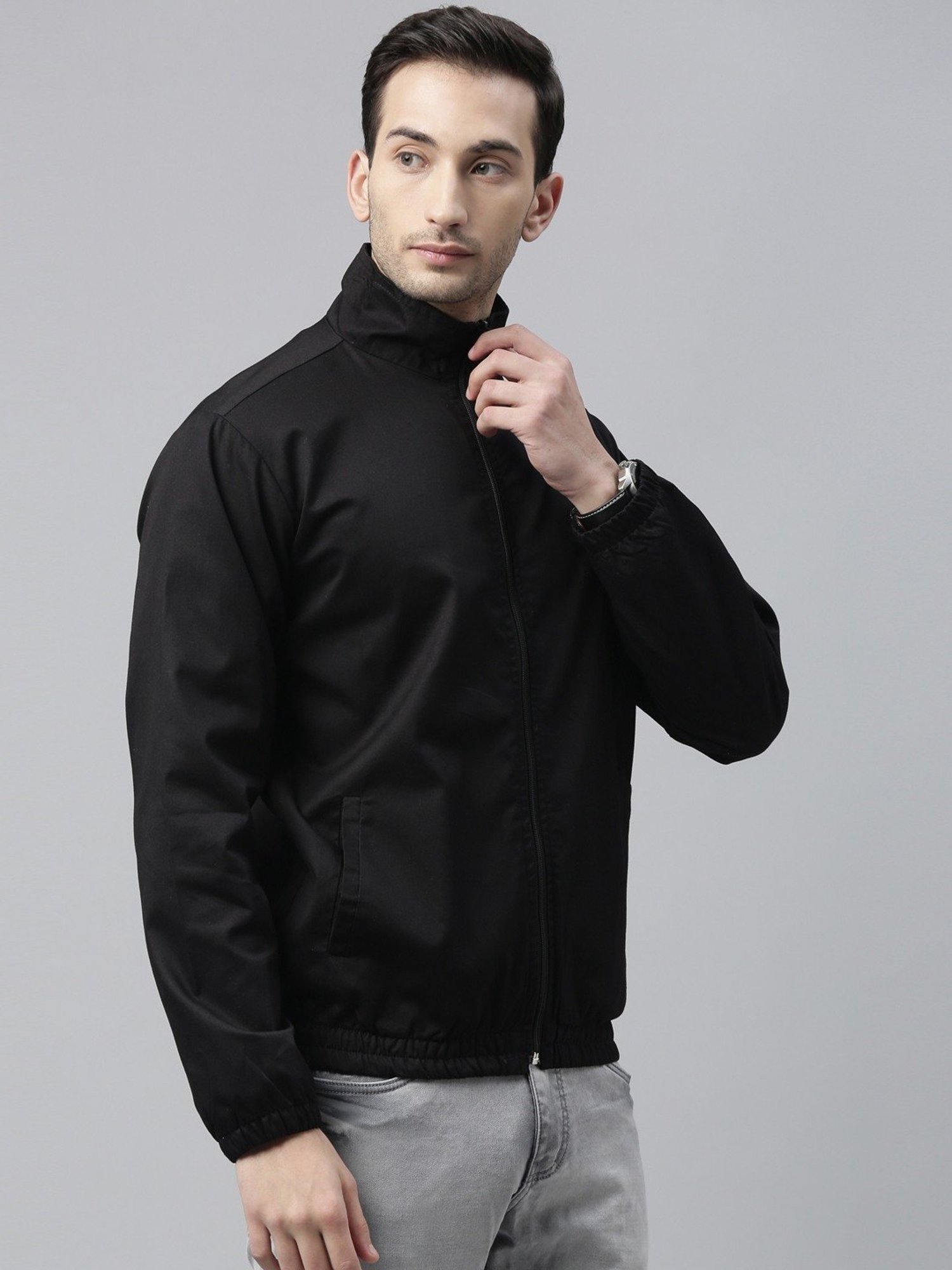 CINOCCI Black Cotton Slim Fit Jacket